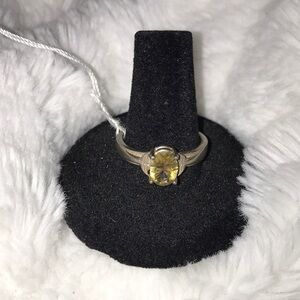 Yellow citrine genuine crystal set in sterling silver whale tail bezel